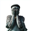 © fotoak80 - Animierte Illustration der Freiheitsstatue mit verdecktem Gesicht in Trauer. Starkes Symbol für Krise, Scham und gesellschaftliche Spannungen in den USA. Editoriale Nutzung für Politik, Gesellschaft u