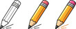 © Vector - Skill building action illustrated by a sharpened writing pencil angled forward as if in motion, same shape duplicated side by