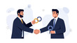 © Helga - Businessmen shaking hands, exchanging rings, partnership concept illustration