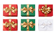 © fanjianhua - Set of Christmas Gift Boxes with Golden Ribbons
