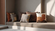 © Thiago - Stylish and decorative pillows arranged on a cozy bench, showcasing various designs and textures