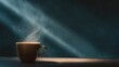 © Akanei - crema. Steaming coffee cup on a dark surface, capturing the essence of a cozy morning ritual. bar promotions, beverage menus, designed for food & beverage menus and cafe branding.