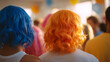 © ArtiShyna - People wearing colorful wigs in candid group celebration