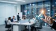 © ParinApril - Business professional optimizing digital analytics dashboard with virtual touchscreen graph interface for data-driven decision making and enterprise financial growth strategy