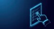 © Moon Guy - Digital hand interacting with a glowing wireframe checklist interface on a futuristic blue background