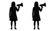 © MDSAEEM - Two identical silhouettes of girls holding megaphones facing forward high quality