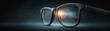 © Anatthaphon - Futuristic eyewear with augmented reality technology. Modern smart glasses reflecting light dark background for new vision of future