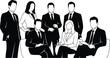 © A. Intelligence - Successful business team portrait with silhouettes of men and women in professional attire