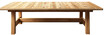 © adri - A wooden table, seen straight on, showcasing the natural grain, with a sturdy trestle base