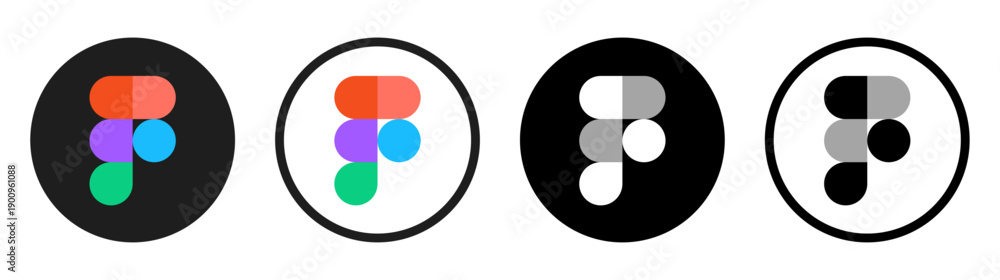 Set of round different Figma mobile app icons, isolated on transparent ...