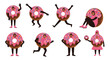 © Avra - Dancing Donuts Illustrations Featuring Pink Sprinkles and Dynamic Poses