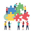 © Samsul - Diverse team assembling colorful puzzle pieces, teamwork and collaboration concept