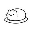 © Journey - Minimalist Kawaii Cat Loaf Sitting on Cushion Line Art Vector Illustration