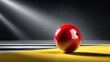 © Dmitry - A red bowling ball rests on a yellow lane in a well-lit alley with strong light beams