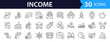 © SMUX - Income Web Icon Set in Linear Style. Collection of money, line icons, including money, payment, earnings, pension, economy, bonus, dividend, tax, accounting, financial and more. Editable stroke