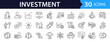 © SMUX - Investment Web Icon Set in Linear Style. Collection of finance and money, line icons, including profit, investor, portfolio, asset, management, financial gain, interest and stock. Editable stroke