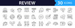 © SMUX - Review Web Icon Set in Linear Style. Collection of feedback, line icons, including rating, satisfaction, like, customer experience, testimonial, comment, opinion, recommend and more. Editable stroke