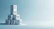 © Sabina - Stack of White Cubes with Negative Emoticons on Blue Background