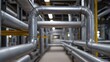 © Bussakon - Intricate network of metallic pipes in an industrial facility conveying a sense of complex infrastructure