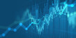 © iamchamp - financial chart with uptrend line candlestick graph in stock market on blue color background