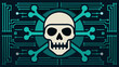 © SSCP DESIGN - Digital illustration of a skull and crossbones with binary code background isolated on white background, Vector