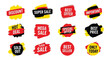 © Muginandaru - A collection of twelve colorful sale and discount tags with various promotional messages.