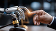 © Kateryna Arkhypova - AI in law and future legal justice system concept, artificial intelligence assisting legal debate analysis decision making, judicial technology integration, with copy space