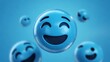 © Pixzart - Blue smiling face emojis on a blue background with a gradient effect