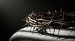 © Running opossum - thorn crown casting shadows on textured stone in dramatic lighting for passion of christ theme