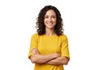 © Mst Syama Khatun - Confident young woman with curly hair standing with arms crossed.