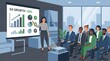 © Isaque Taylor - Businesswoman Presenting Q4 Growth Data to Diverse Team in Modern Office Meeting