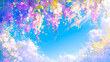 © Hanasaki - 美しい青空を背景に垂れ下がる花のアニメ調イラスト背景