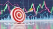 © MstRabeka - Bullseye with arrow hitting target on stock market graph background