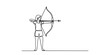 © Single Line Art - A simple continuous line drawing of a person aiming a recurve bow and arrow in an athletic stance Vector, illustration