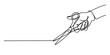 © Creative_Oneline - Continuous line drawing of a hand holding scissors and cutting along a straight line. Vector, illustration