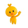 © Balu - Cute 3D render Little Chick character standing and waving hello, friendly and welcoming mascot style, isolated on white background.