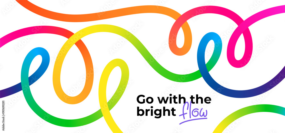 Abstract Color Lines Pattern. Vector Rainbow Gradient Ribbons. Wave Shape Flow Lines Background.