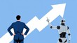 © Nozir - Businessman and robot looking at growth chart with rising arrow