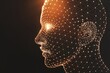 © Dev Forge - Conceptual glowing wireframe human head represents advanced artificial intelligence and complex neural networks.