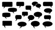 © Ayame - A collection of various black speech bubbles and thought bubbles on a white background.
