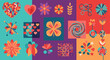 © Wander Capture - A vibrant and colorful illustration of various flowers and hearts in different shapes and sizes