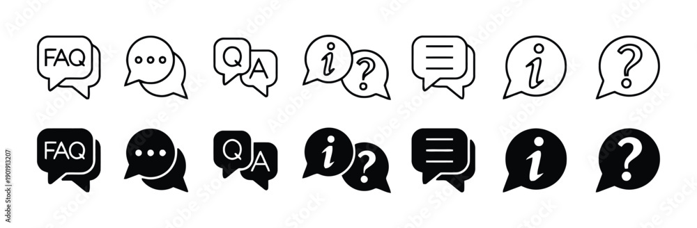 Image That Represents Question Speech bubble icons with FAQ, Q&A, information symbol, question mark ...
