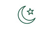© Zia  - Green crescent moon symbol with star on white background islamic emblem crescent shape