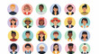 © Nadine - A diverse collection of colorful circular avatar icons representing people of various ethnicities, genders, and ages.