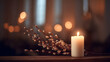 © SuperGlück - Candle light shines on soft flowers in a warm indoor setting during the evening hours