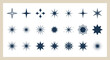 © emaro - A collection of diverse starburst and sparkle graphic elements in varying sizes and styles.
