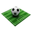 © mollik_art - Soccer ball resting on a miniature green soccer field.