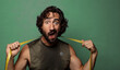 © kues1 - young adult bearded man. fitness and diet concept