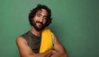 © kues1 - young adult bearded man with a towel. fitness concept