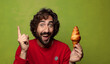 © kues1 - young adult bearded man. cockroach concept croissant concept